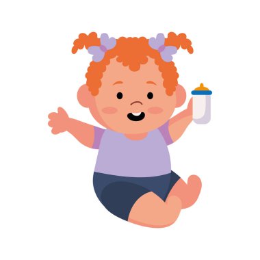 Şişe çizimi olan bebek