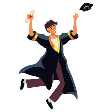 Mezuniyet etkinliği çocuğu mutlu illüstrasyon izole