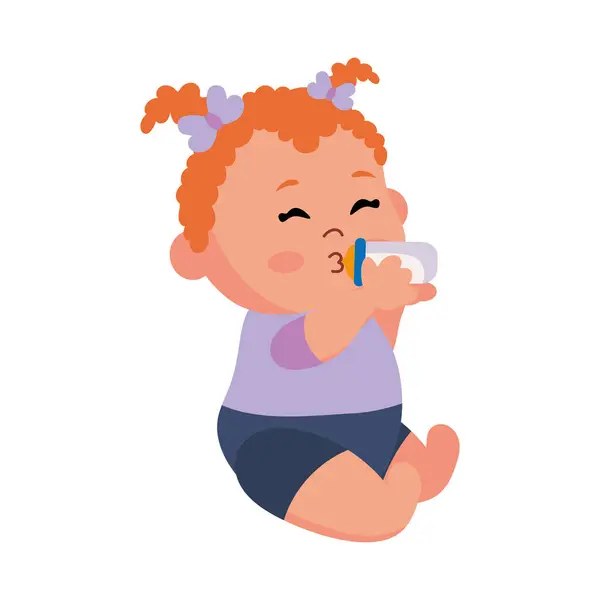 Baby Mit Flasche Cartoon Design Illustration — Stockvektor