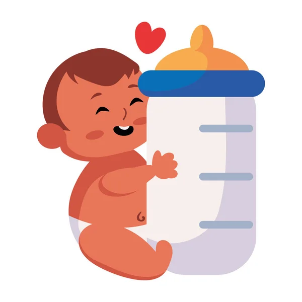 Baby Mit Flasche Cartoon Illustration — Stockvektor