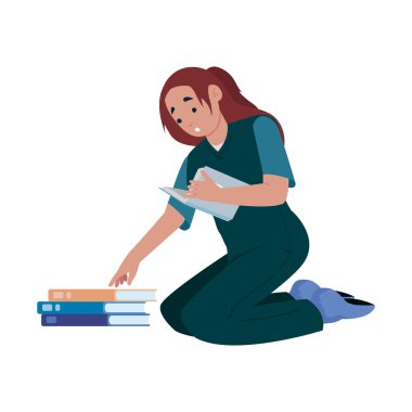 Kitap okuma tasarımı olan kız