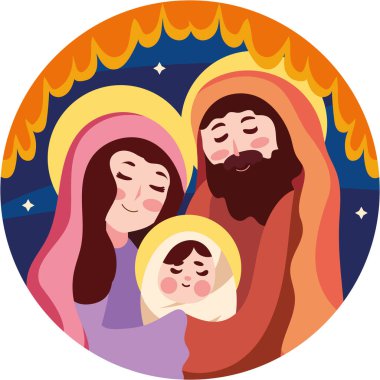 Kutsal aile dini illüstrasyon izole
