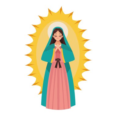 Virgen de Guadalupe geleneksel illüstrasyon izole edildi