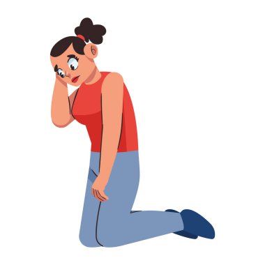 Depresyon kadın portresi izole