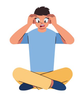 Depresyon adamı stres illüstrasyonu izole