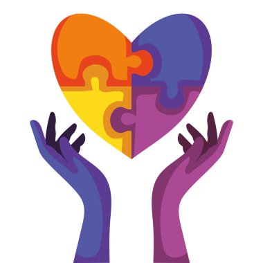 otizm kalp bulmacası izole tasarım