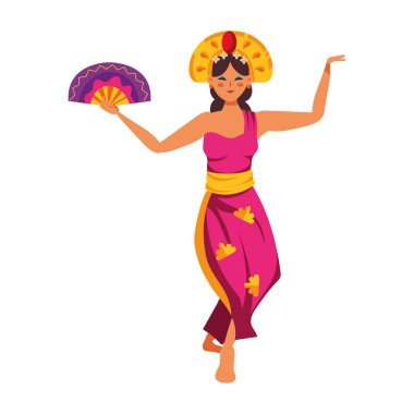 Tari Kecak kadın dansçı illüstrasyonu izole edildi