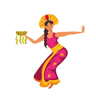 Tari Kecak Hindu kadın illüstrasyonu izole edildi