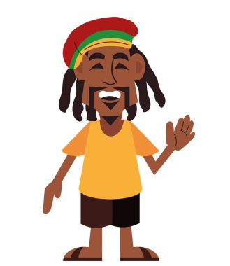 Bob Marley günü karakter çizimi izole edildi