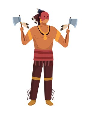 Amerikan yerlisi erkek karakter çizimi