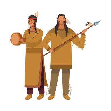 Amerikan yerlileri illüstrasyon tasarımı