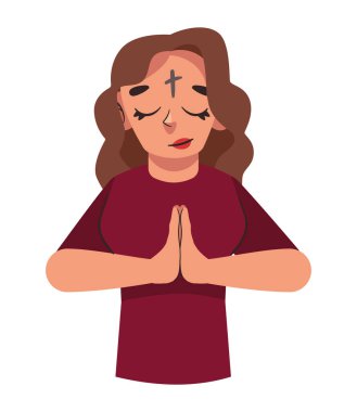 Kül Çarşambası kız imanı çizimi izole