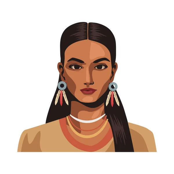 Native American Girl Illustration Isolated — Stock Vector