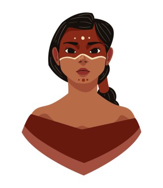 Amerikan yerlisi kız portresi çizim vektörü