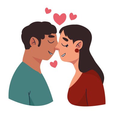 Tatlı illüstrasyon vektörü öpüşen çift
