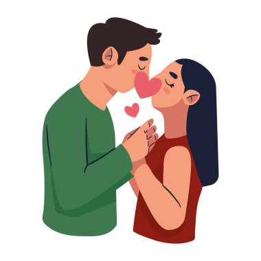 Romantik illüstrasyon vektörü öpüşen çift