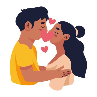 Romantik illüstrasyon vektörü öpüşen çift