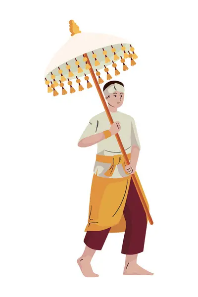 stock vector nyepi man with umbrella illustration