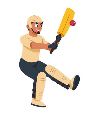 Kriket profesyonel oyuncu illüstrasyon tasarımı