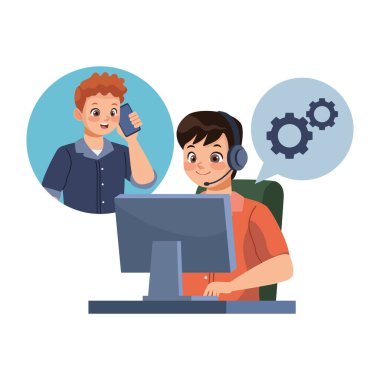 Müşteri desteği çizim vektörü