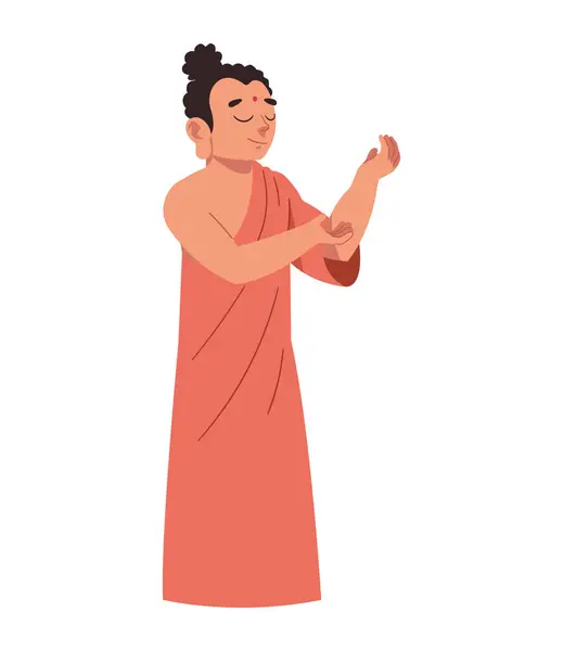 Desain Ilustrasi Karakter Buddha Waisak Stok Ilustrasi 