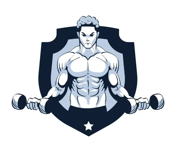 Emblem Gym Manusia Tenaga Terisolasi Desain Stok Ilustrasi Bebas Royalti