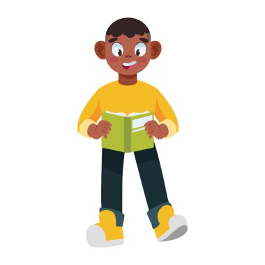 Okuyucu çocuk kitabı tek başına tutuyor.