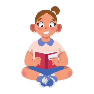 Okuyucu kız çizgi film izole tasarımı