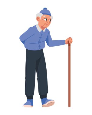 Walkins bastonlu yaşlı adam izole edilmiş.