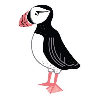 Tatlı martı kıyı kuşu çizgi filmi izole edildi.