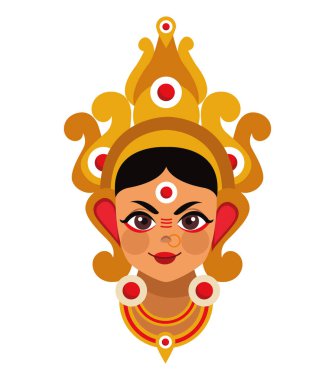 Navratri festivalinin tanrıça Durga yüzü izole