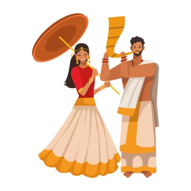 Kerala 'da düzenlenen onam festivali sırasında geleneksel çift izole edildi