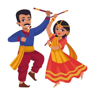 Navratri Festivali sırasındaki geleneksel çift izole edildi