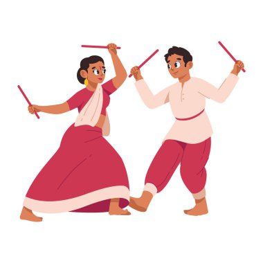 Navratri 'de dans eden Hintli çift izole edilmiş.
