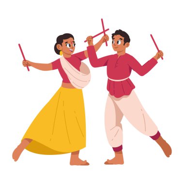Navratri 'de dans eden Hintli çift izole edilmiş.