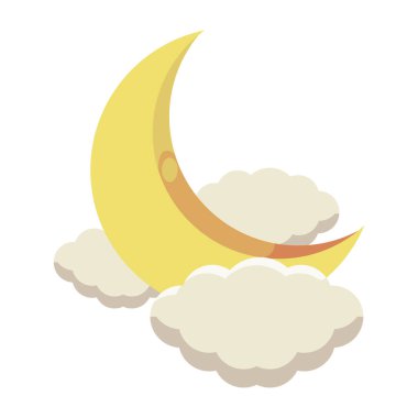 crescent moon and clouds isolated clipart