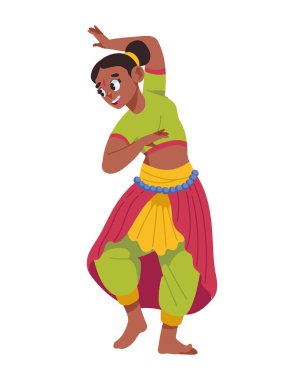 Hindu kadın bharatanatyam uyguluyor.