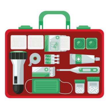 Tıbbi ekipmanlı ilk yardım kutusu izole edildi.