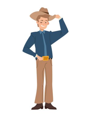 Kovboy kostümü giyen çocuk izole edilmiş