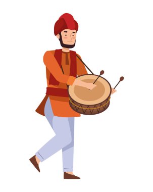 Ganesh Chaturthi festivalinde dhol oynayan Hintli adam izole edilmiş.