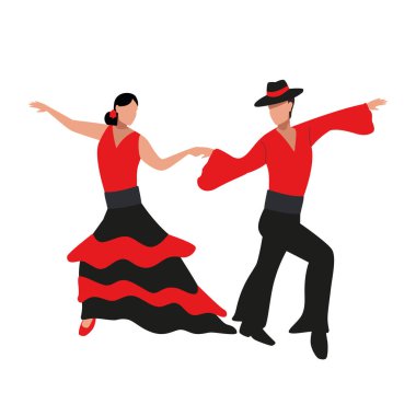 Flamenko dansçıları şık takım elbiseli çift izole edilmiş.