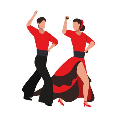 İspanyol flamenko dansçıları izole edilmiş.