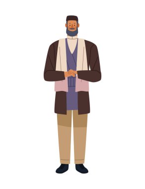 Geleneksel giyinmiş Ortodoks Yahudi adam izole edilmiş.