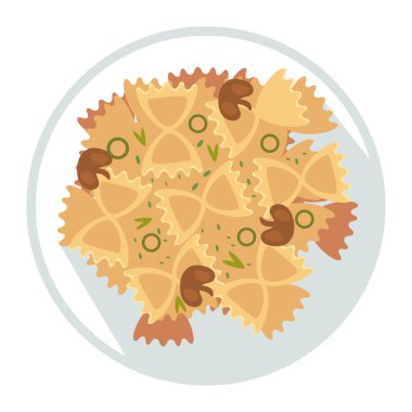 Mantarlı farfalle makarna.