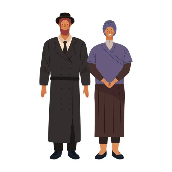 stock vector orthodox jewish couple characters isolated