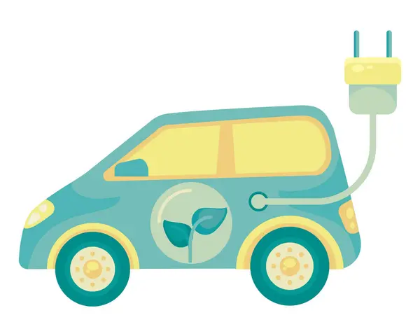 stock vector electric car for saving energy isolated