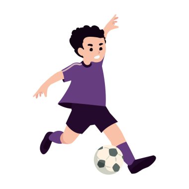 Futbol topuyla izole edilmiş şirin bir çocuk çizgi filmi.