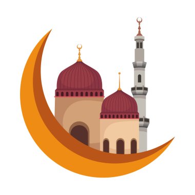 İslami tapınak ve hilal izole edilmiş.