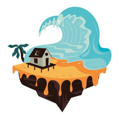 İklim değişikliği üzerinde büyük dalgalarla izole edilmiş tsunami