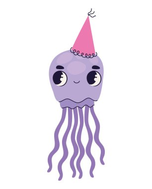 Ahtapot ve doğum günü partisi şapkası.